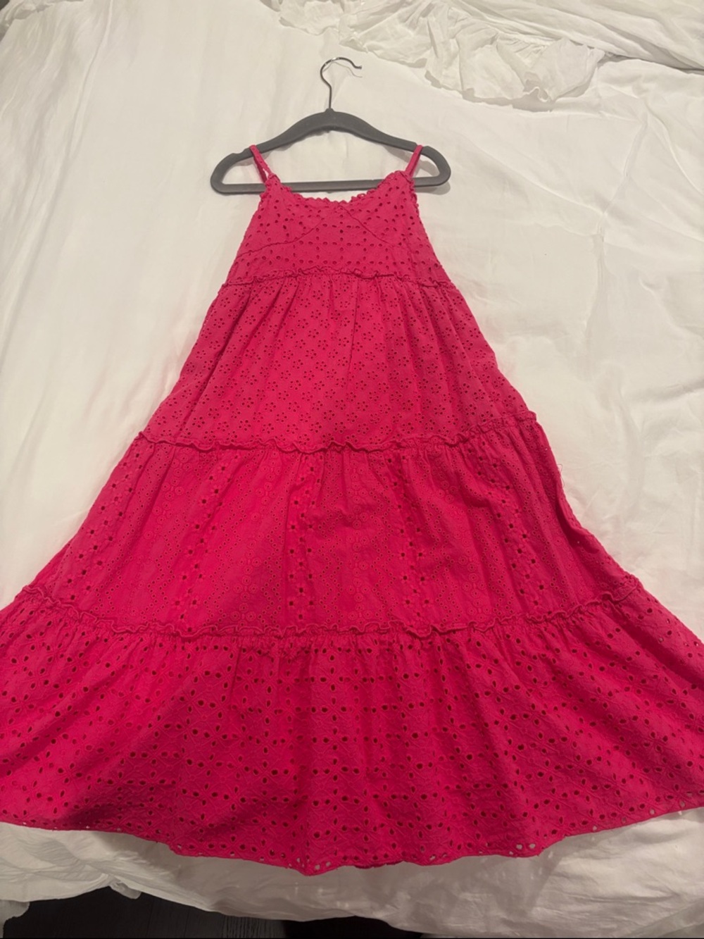 Flowers by Zoe Hot Pink Eyelet Tiered Sundress